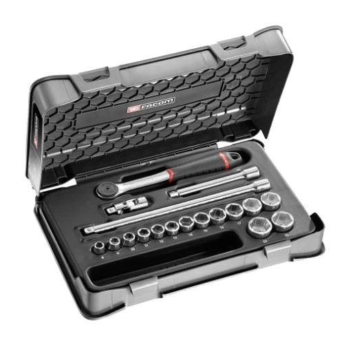 Coffret de douilles 3/8'' 6 pans métriques - 18 pièces Facom J.161-2P6 1 Coffret de douilles 3/8'' 6 pans métriques - 18 pièces Facom J.161-2P6